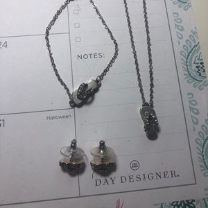 Flip flop diamond set-necklace, bracelet, earrings
